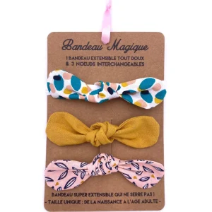 LET83700 Bandeau magique (1 bandeau extensible + 3 nœuds) - assortiment pop