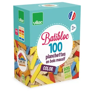 LeT Les enfants Terribles Batibloc color - 100 planchettes en bois colorées - Vilac