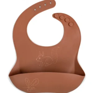 LET83700 Bavoir en silicone imprimé - Écureuil caramel BB&CO