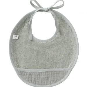 LET83700 Bavoir naissance Bi-matière Vert de gris - BB&Co