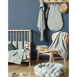 LET83700 Bavoir naissance Bi-matière Vert de gris - BB&Co
