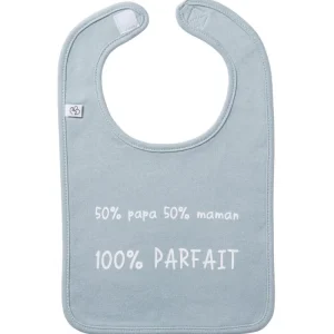 LET83700 Bavoir "50% papa 50% maman 100% craquante" bleu grisé - BB&Co