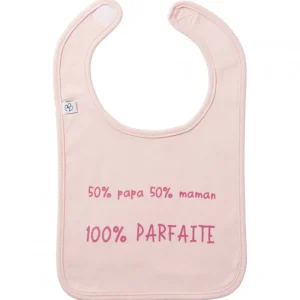 LET83700 Bavoir "50% papa 50% maman 100%" rose blush