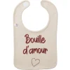 LET83700 Bavoir "bouille d'amour" sable