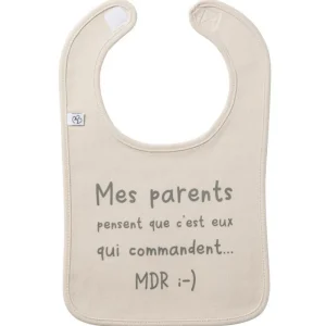 LET83700 Bavoir "Mes parents" sable