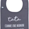 LET83700 Bavoir "Tata comme une maman mais en plus cool" anthracite