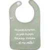 LET83700 Bavoir "une pincée de maman" vert de gris