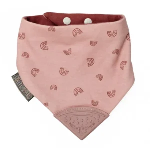 LET83700 Bavoir-bandana arc en ciels rose