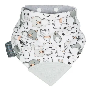 LET83700 Bavoir-bandana avec embout de dentition panda blanc / gris