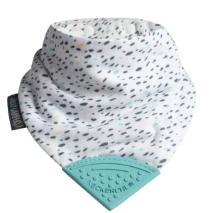 LET83700 Bavoir-bandana avec embout de dentition pluie multicolore blanc/gris