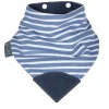 LET83700 Bavoir-bandana avec embout de dentition rayé bleu
