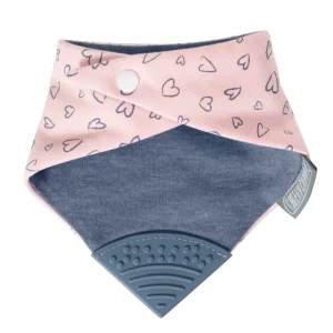 LET83700 Bavoir-bandana avec embout de dentition coeurs roses