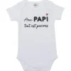 LET83700 Body manches courtes "Avec papi tout est permis !" blanc - BB&CO