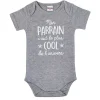 LET83700 Body manches courtes "Mon parrain c’est le plus cool" gris chiné