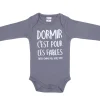 LET83700 Body manches longues "Dormir c'est pour les faibles" anthracite