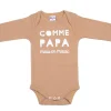LET83700 Body manches longues "Comme papa mais en mieux" camel