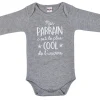 LET83700 Body manches longues "Mon parrain c’est le plus cool" gris chiné