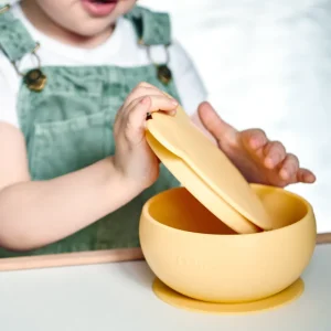 LET83700 Bol antidérapant + couvercle en silicone Minikoioi - Miel - BB&Co