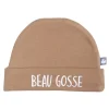 LET83700 Bonnet doublé pur coton "Beau gosse" camel