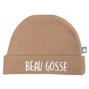 LET83700 Bonnet doublé pur coton "Beau gosse" camel