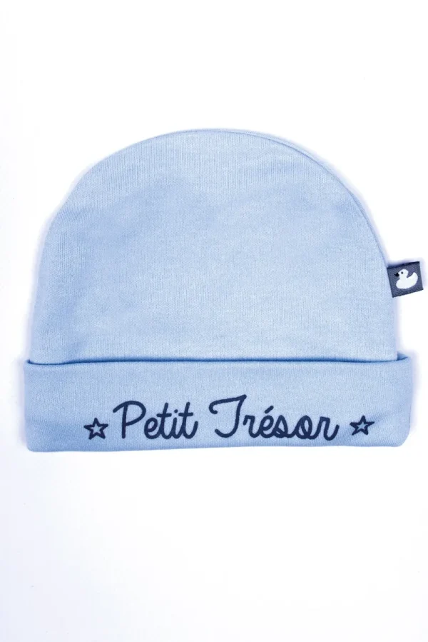 LET83700 Bonnet "Petit Trésor" bleu ciel