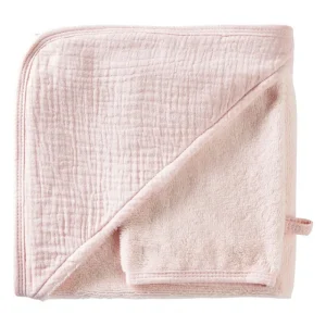 LET83700 Cape de bain + gant en bambou & gaze rose blush Mix & Match