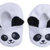 LET83700 Chaussons velours brodé Panda blanc/noir