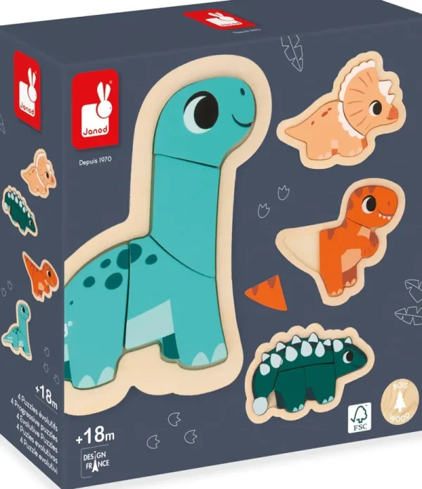 LeT Les enfants Terribles Dino - 4 puzzles évolutifs dino