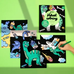 LET83700 Dino - coloriage velour - omy