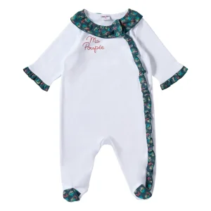 LET83700 Dors-bien coton "Ma Poupée" blanc Vintage Flowers