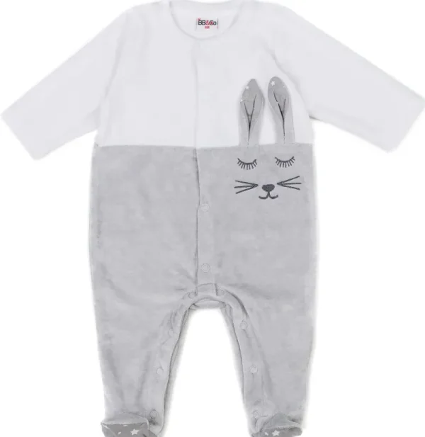 LET83700 Dors-bien mixte velours lapin Une étoile est née gris/blanc