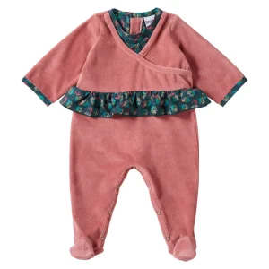 LET83700 Dors-bien velours rose Vintage Flowers