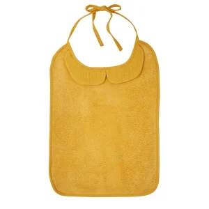 LET83700 Grand bavoir bambou et gaze de coton moutarde