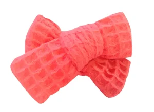 LET83700 Grande barrette anti-glisse double gaze rose blush pois or