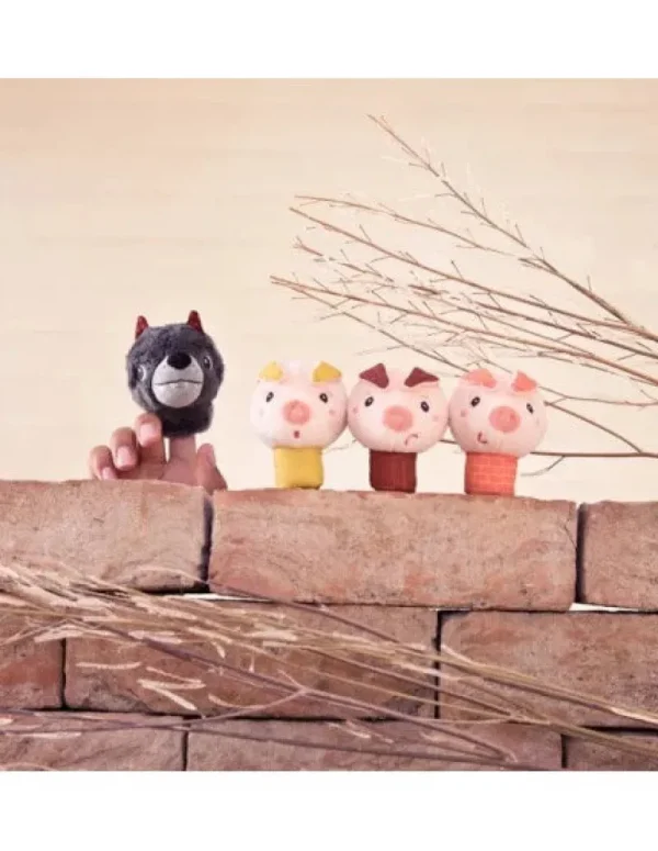 LET83700 Le loup et les 3 petits cochons marionnettes