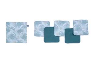 LET83700 Lingettes lavables & pochette assortie imprimé palmiers / vert