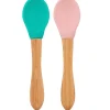 LET83700 Lot 2 cuillères silicone & bambou Minikoioi - Rose/Vert