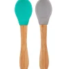 LET83700 Lot 2 cuillères silicone & bambou Minikoioi - Gris/Vert