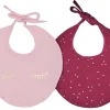 LET83700 Lot de 2 bavoirs naissance en gaze de coton Girly Chic blush/prune pois or