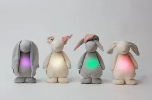LET83700 Moonie le lapin magique sons & lumières (gris/rose)