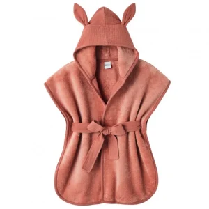 LET83700 Peignoir bébé bambou et gaze de coton marsala 0/2 ans