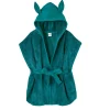 LET83700 Peignoir bébé bambou et gaze de coton vert paon 2/4 ans