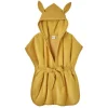 LET83700 Peignoir bébé bambou et gaze de coton moutarde 2/4 ans