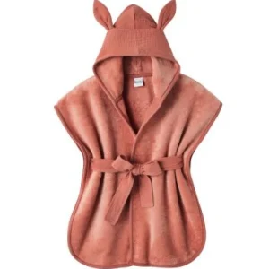 LET83700 Peignoir bébé bambou et gaze de coton marsala 2/4 ans