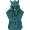 LET83700 Peignoir bébé bambou et gaze de coton vert paon 0/2 ans