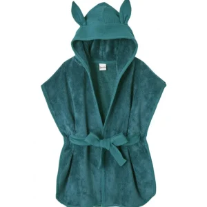 LET83700 Peignoir bébé bambou et gaze de coton vert paon 0/2 ans