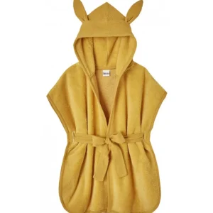 LET83700 Peignoir bébé bambou et gaze de coton moutarde 0/2 ans
