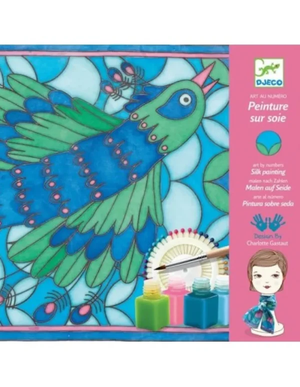 LeT Les enfants Terribles Peinture sur soie foulard paon