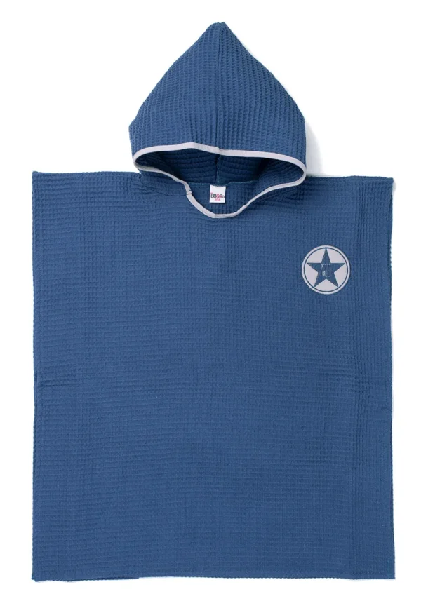 LET83700 Poncho de bain en nid d'abeille indigo