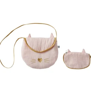LET83700 Sac + porte-monnaie chat rose
